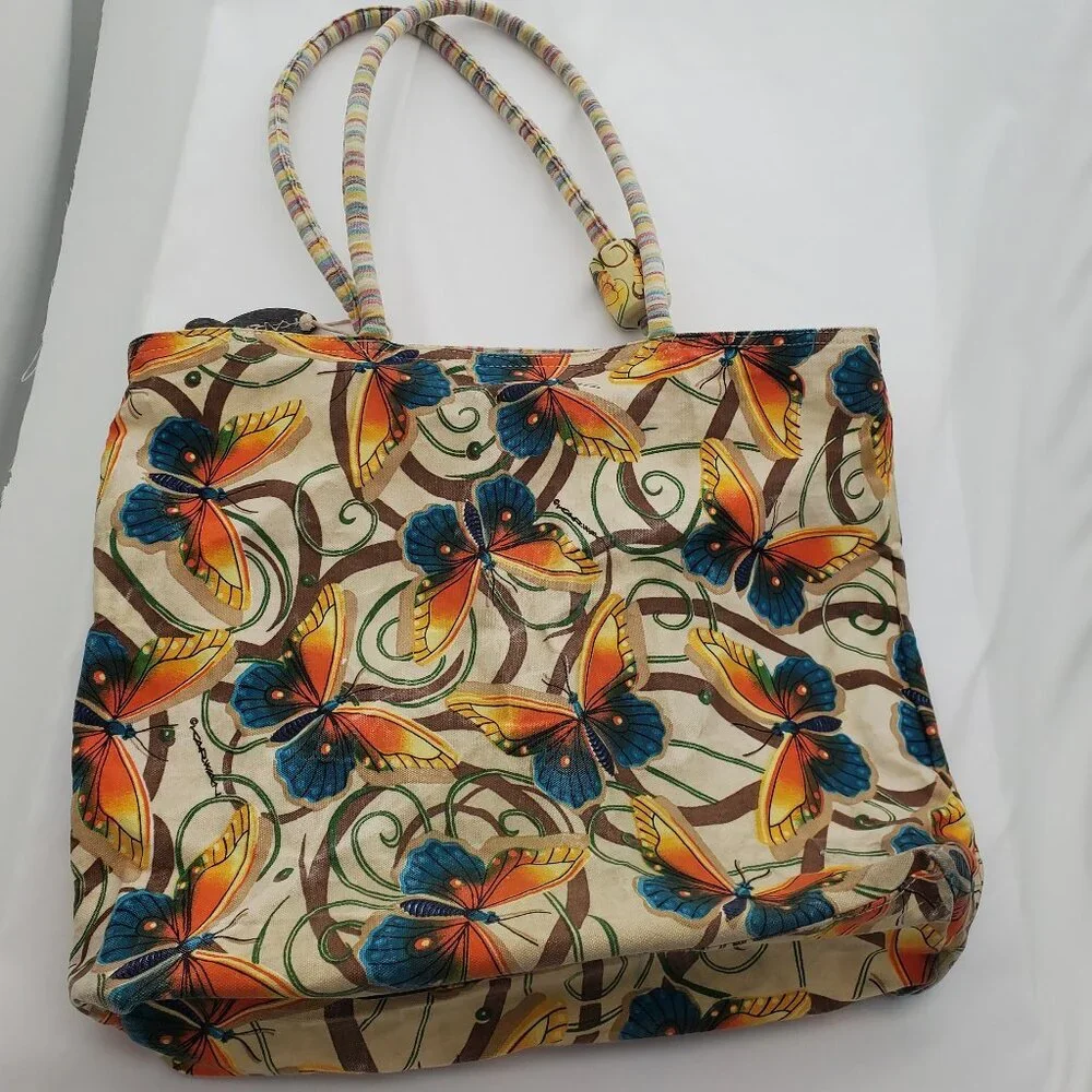 Vintage Karwan Hawaiian Butterfly Canvas beach Tote - XL - Picture 3 of 11